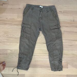 Funky cotton/linen blend cargo pants with ankle laces
